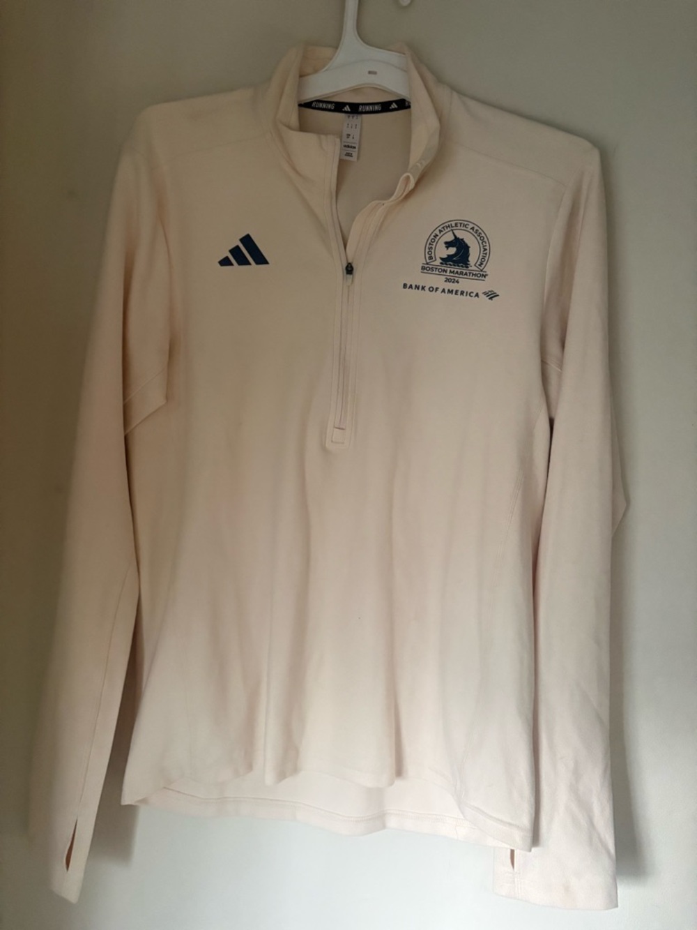 2024 Boston Marathon Adidas Off-White Running Shirt